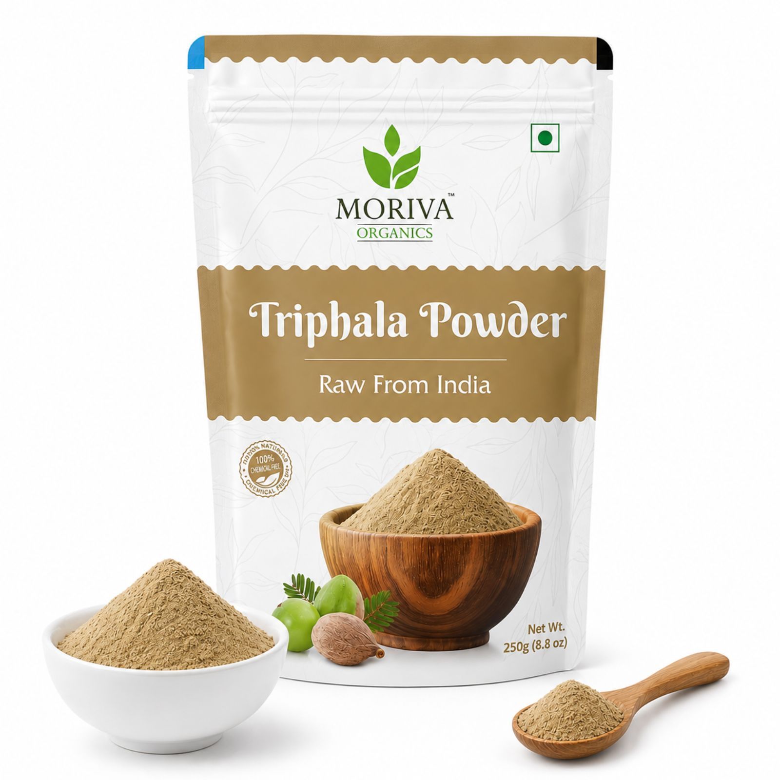 Traditional Ayurvedic Triphala Powder made from a blend of natural herbs to support digestive wellness, detoxification, and overall daily health.